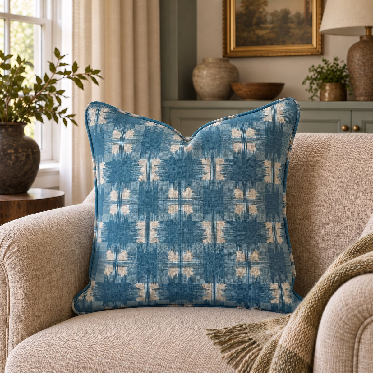 Coastal Patchwork Throw Pillow - Painted Paper
