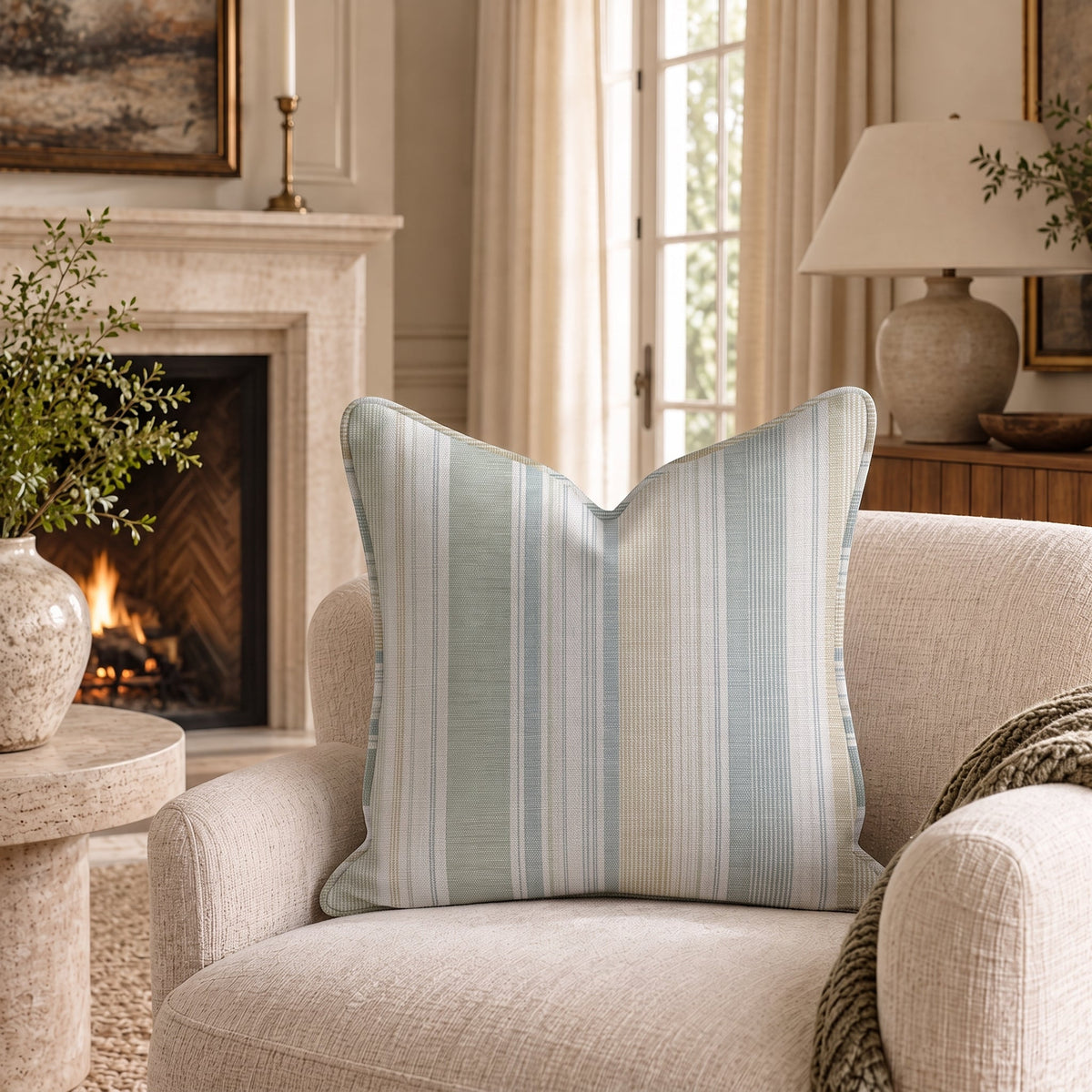 Coastal Reed Throw Pillow - Painted Paper