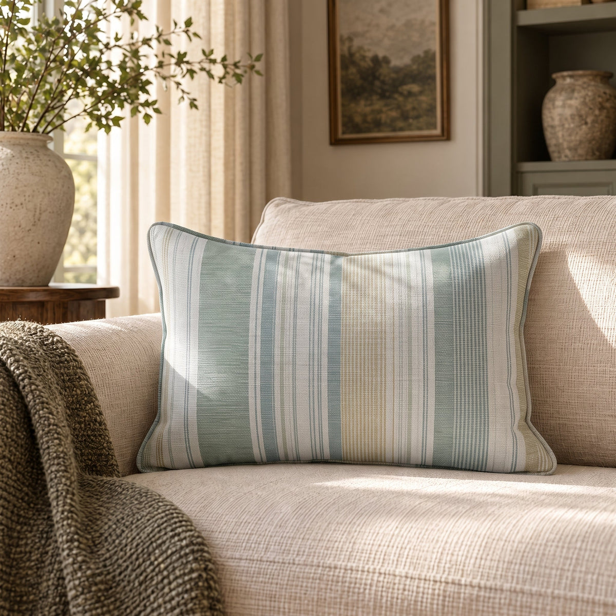 Coastal Reed Throw Pillow - Painted Paper