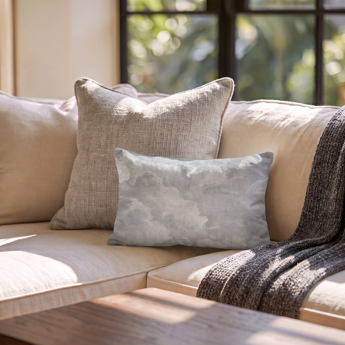 Dior Clouds Throw Pillow - Painted Paper