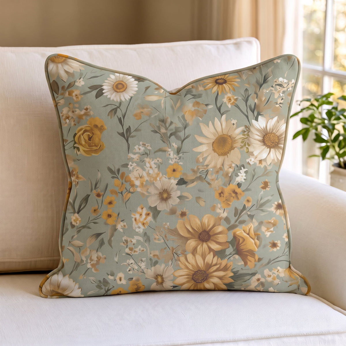 Farmhouse Blooms Throw Pillow - Painted Paper