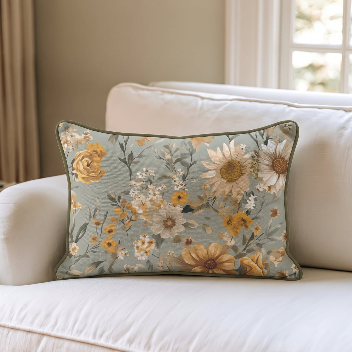 Farmhouse Blooms Throw Pillow - Painted Paper