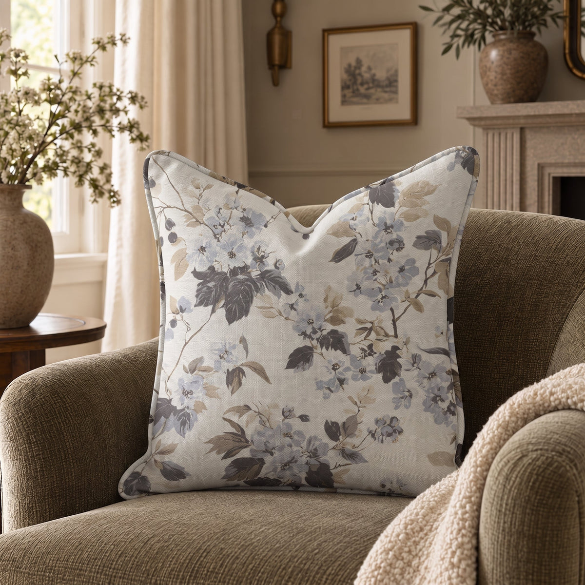 Florals & Vines Throw Pillow - Painted Paper