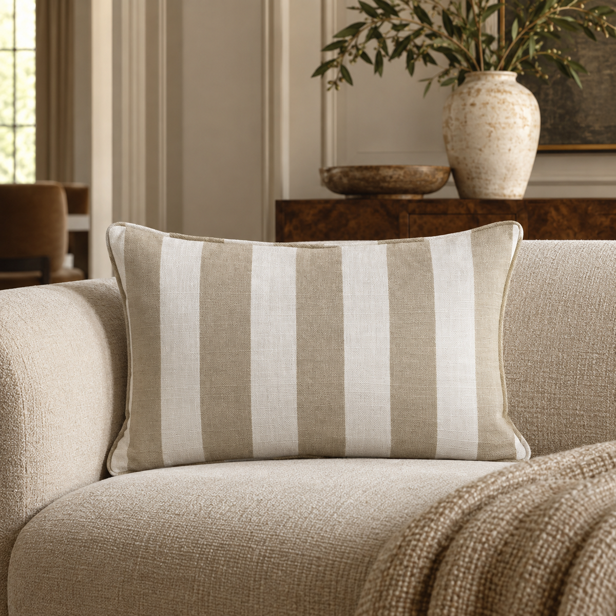 Linen Stripes Throw Pillow - Painted Paper