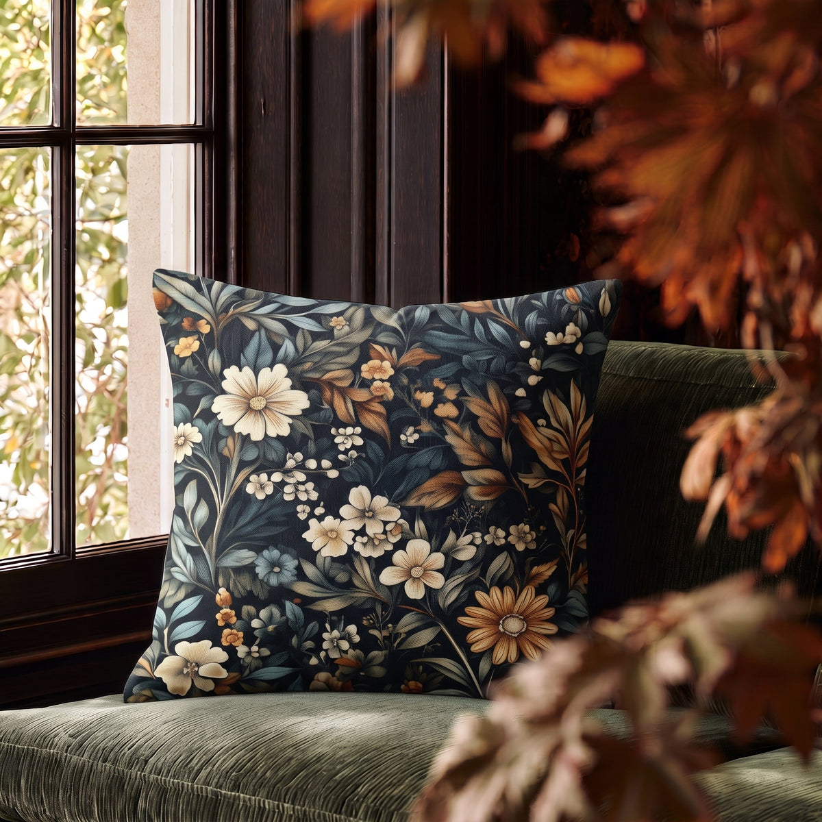 Moonlit Bontanica Throw Pillow - Painted Paper