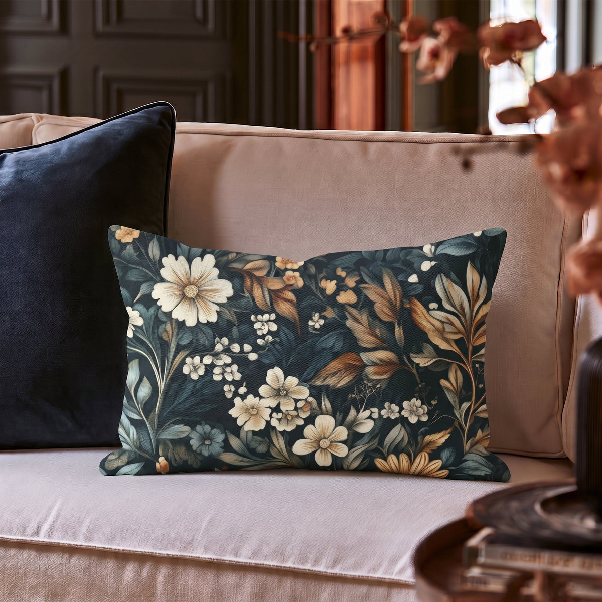Moonlit Bontanica Throw Pillow - Painted Paper