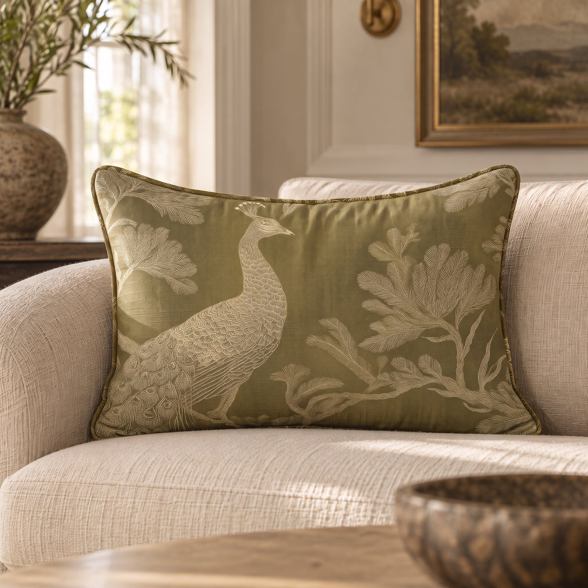Peacock Party Throw Pillow - Painted Paper