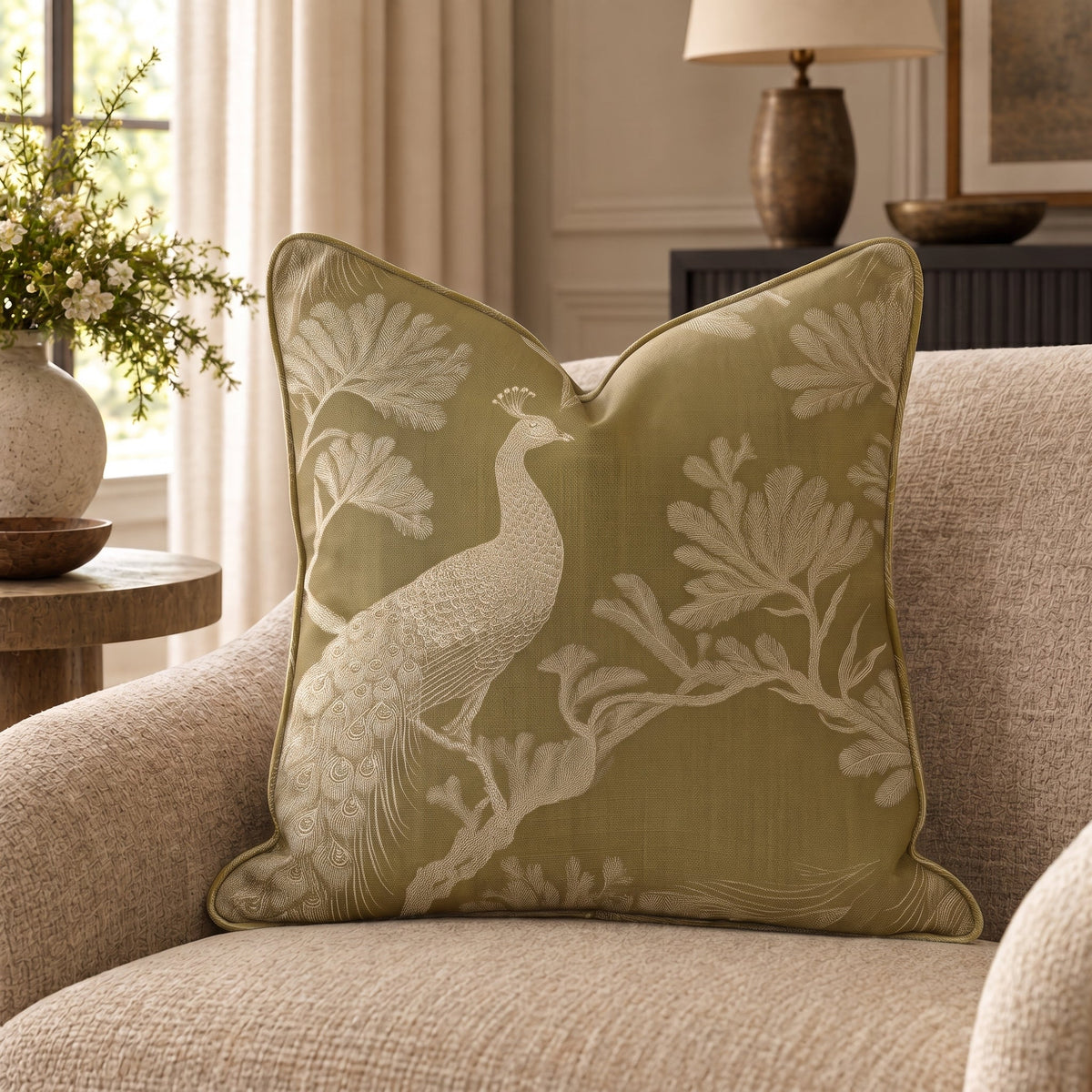Peacock Party Throw Pillow - Painted Paper