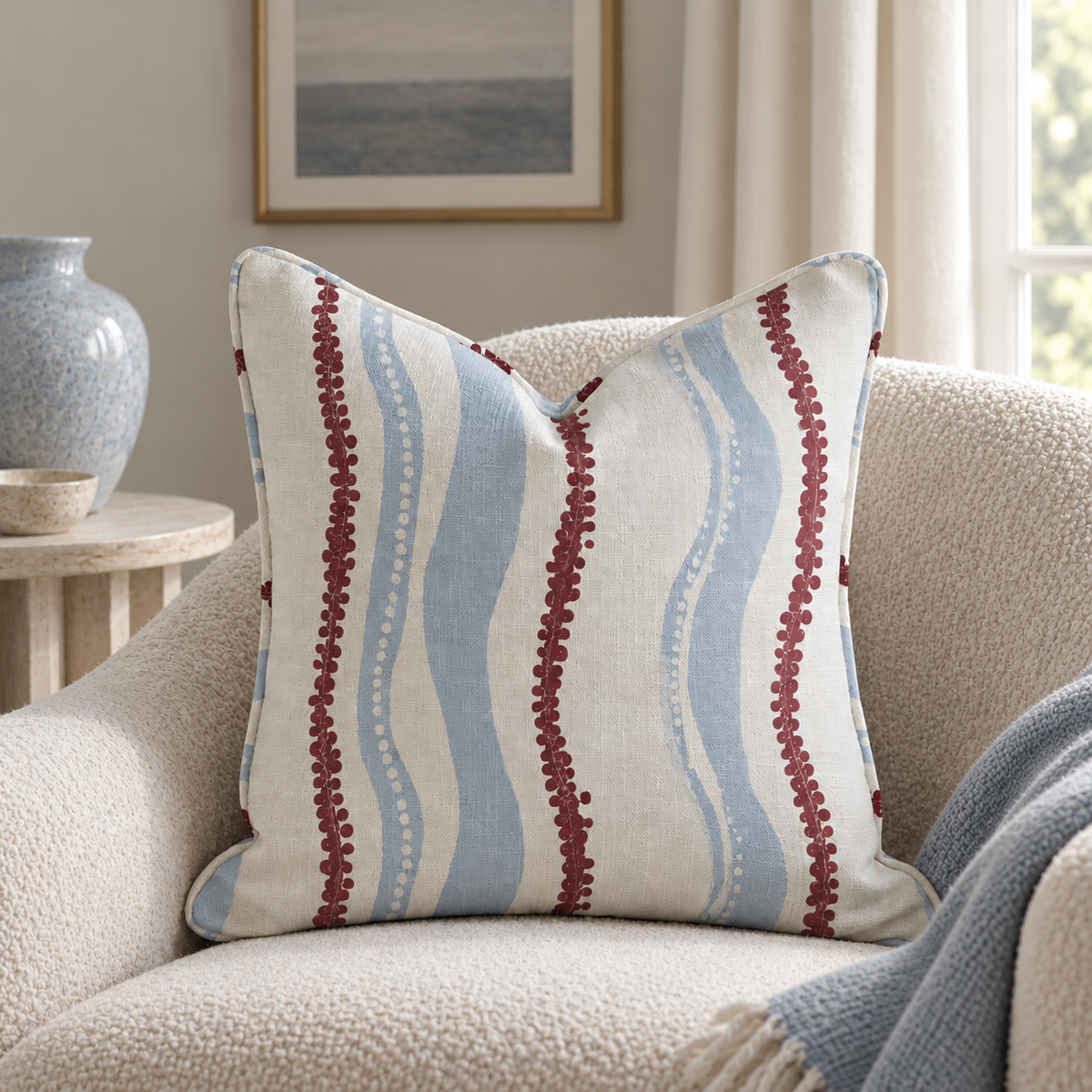 Rivieria Stipes Throw Pillow - Painted Paper