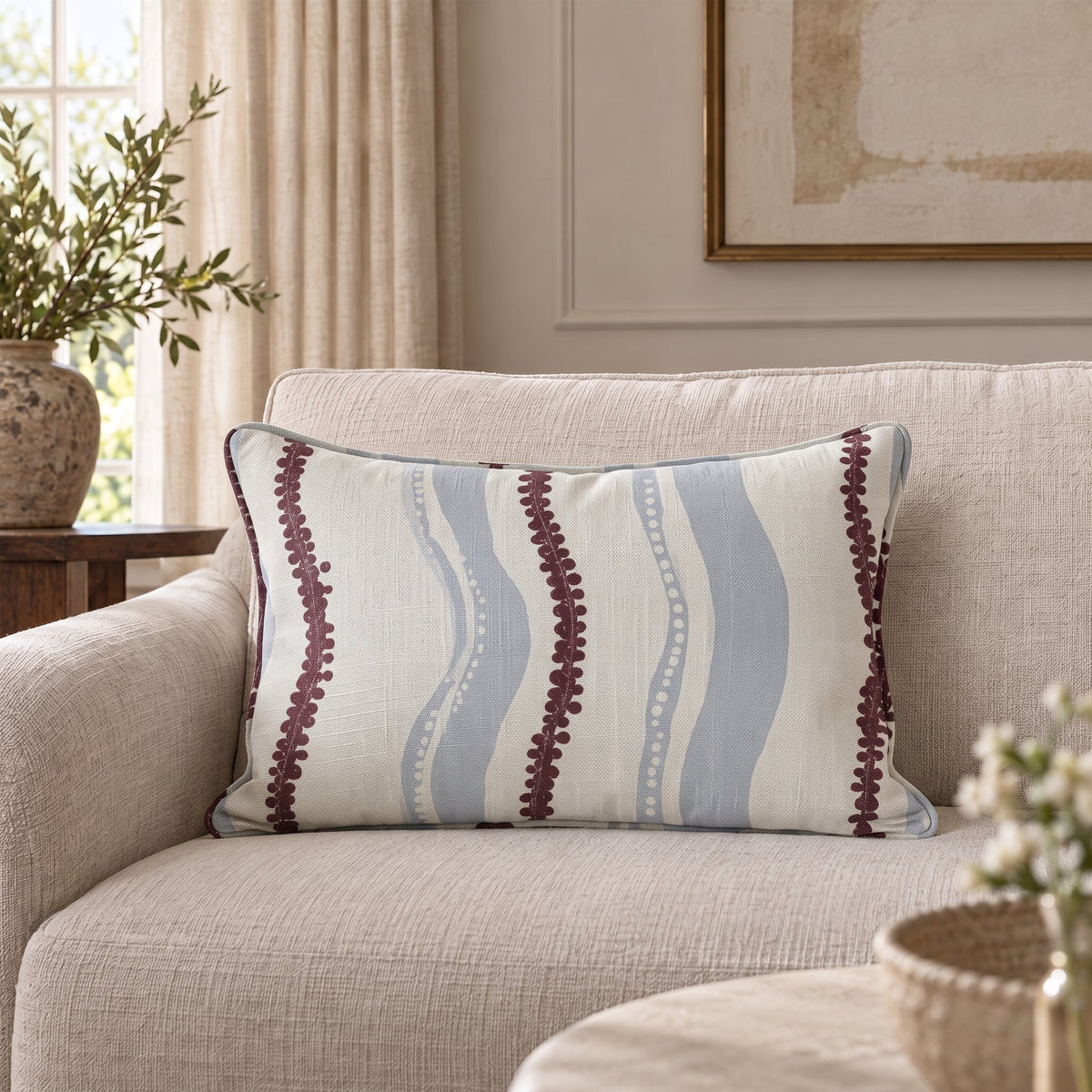 Rivieria Stipes Throw Pillow - Painted Paper