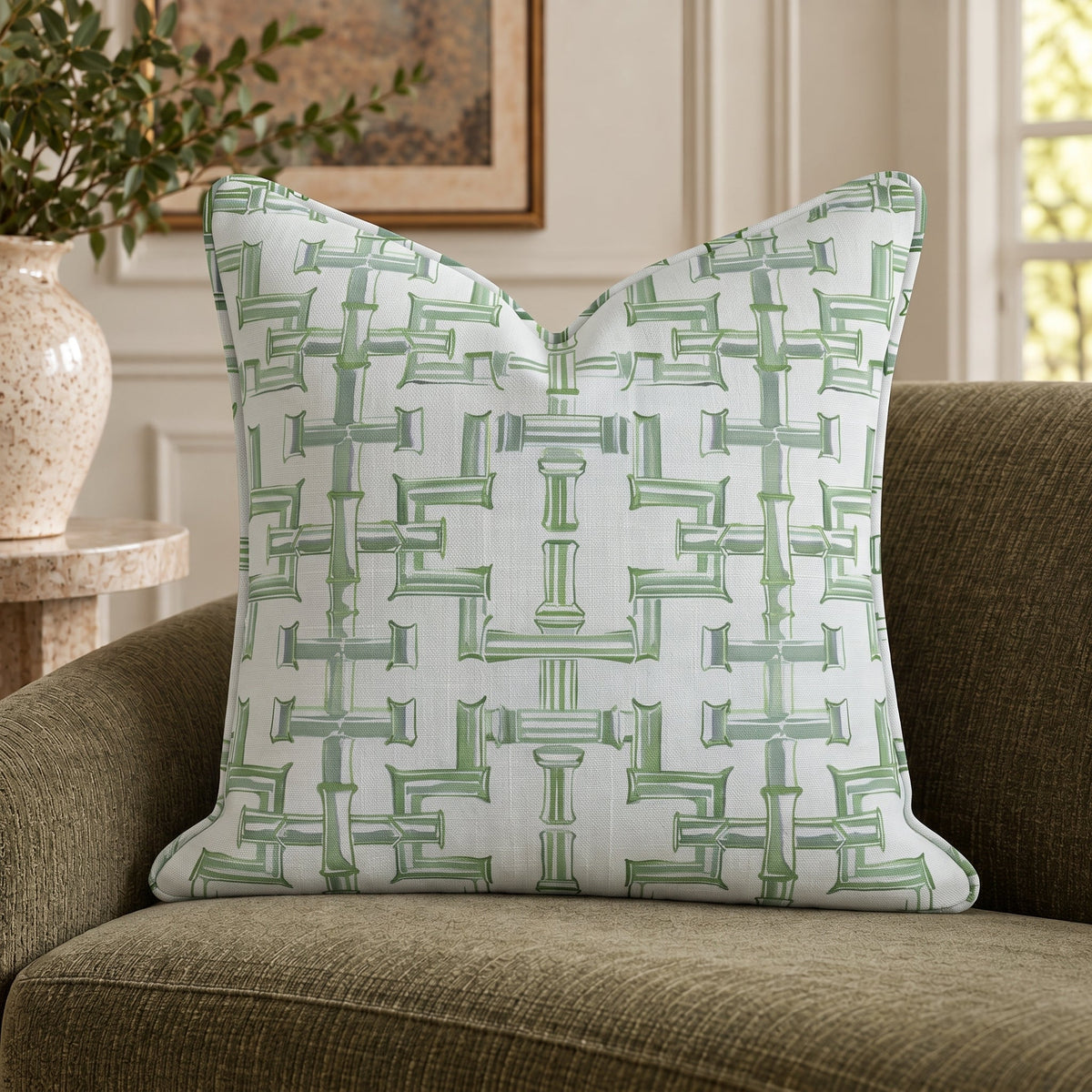Seagrass Trellis Throw Pillow - Painted Paper