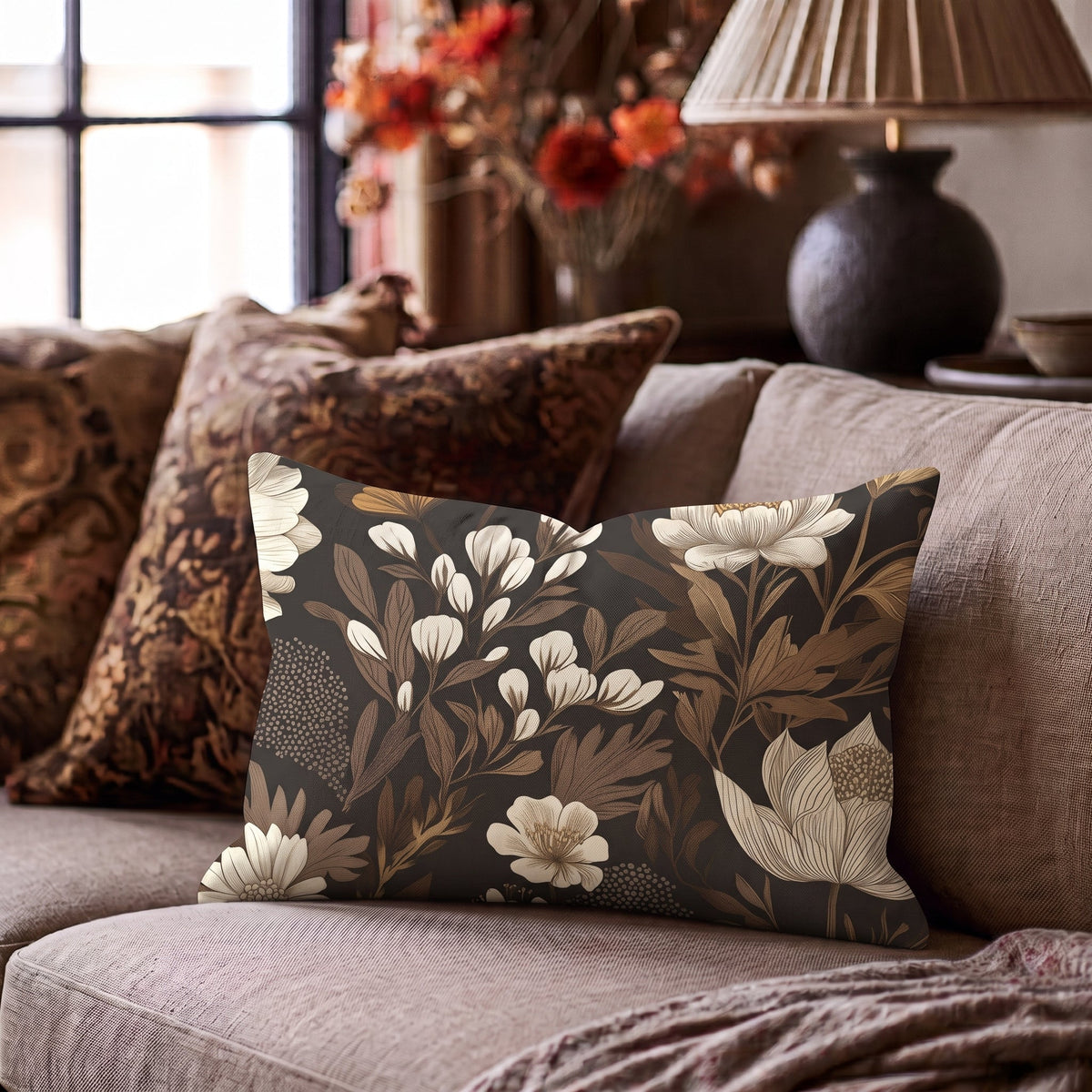 Sepia Sonata Throw Pillow - Painted Paper