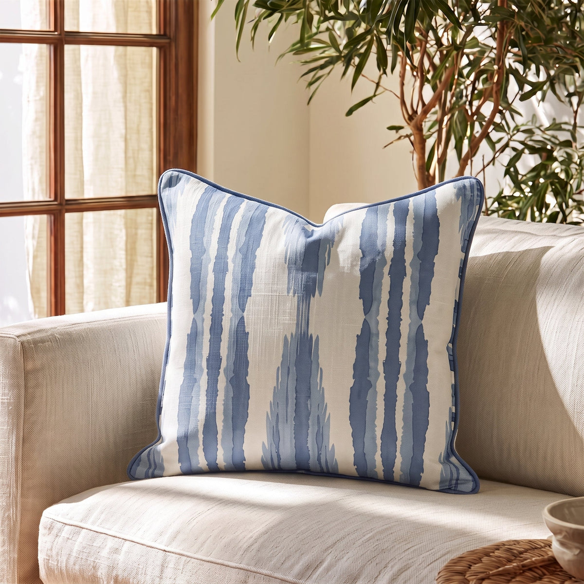 Tidal Ikat Throw Pillow - Painted Paper