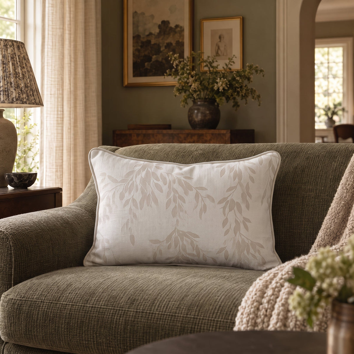 Veilvine Throw Pillow - Painted Paper