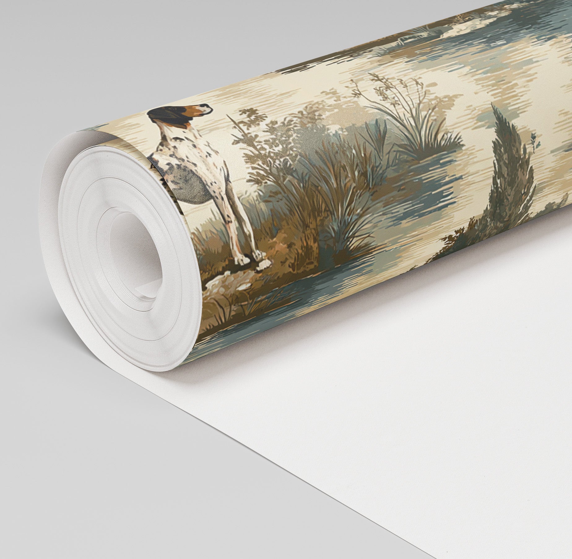 Hunting Dog Toile Wallpaper