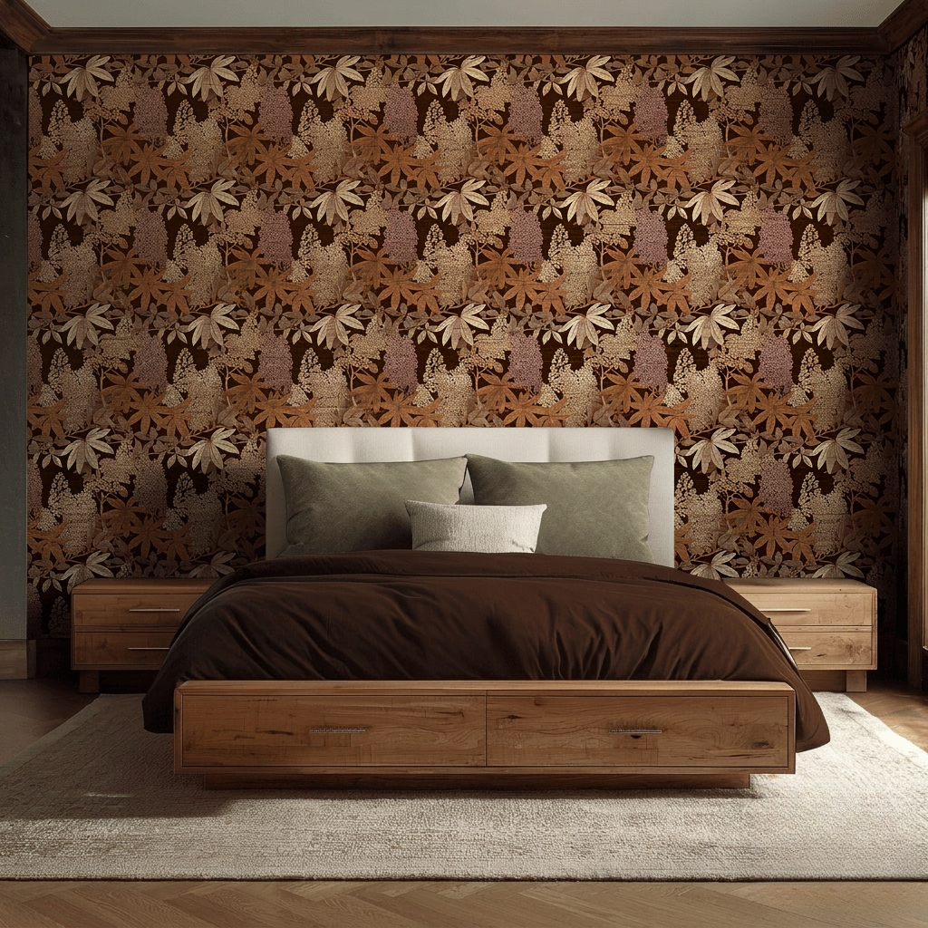 Tranquil Leaves Faux Grasscloth Wallpaper