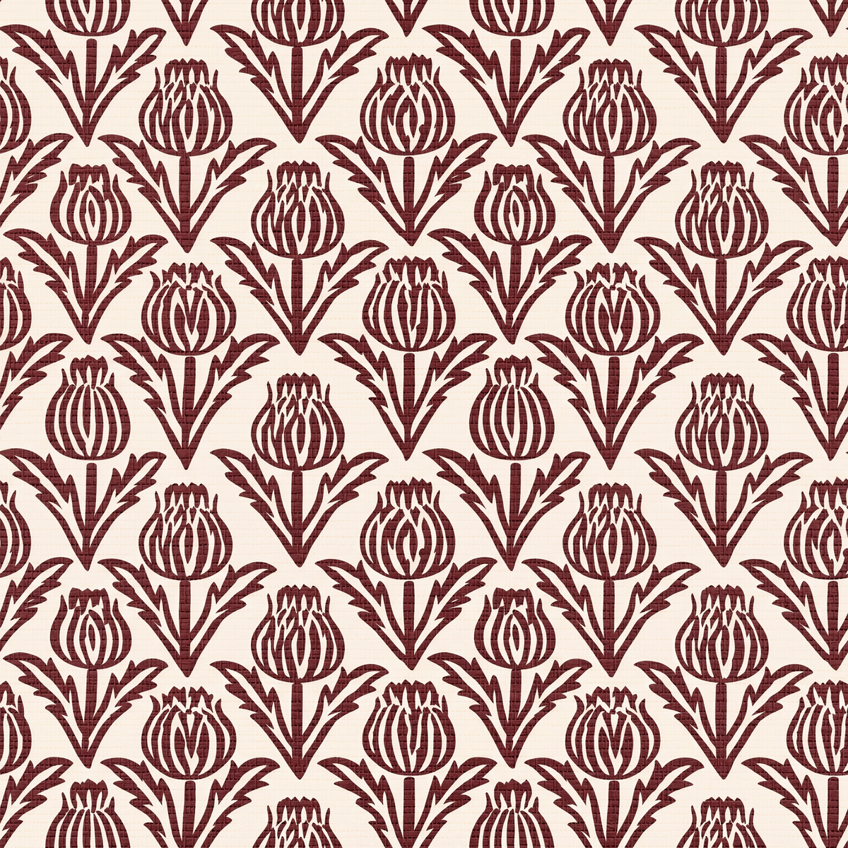 Bramble - Burgundy - Small Scale Faux Grasscloth Wallpaper