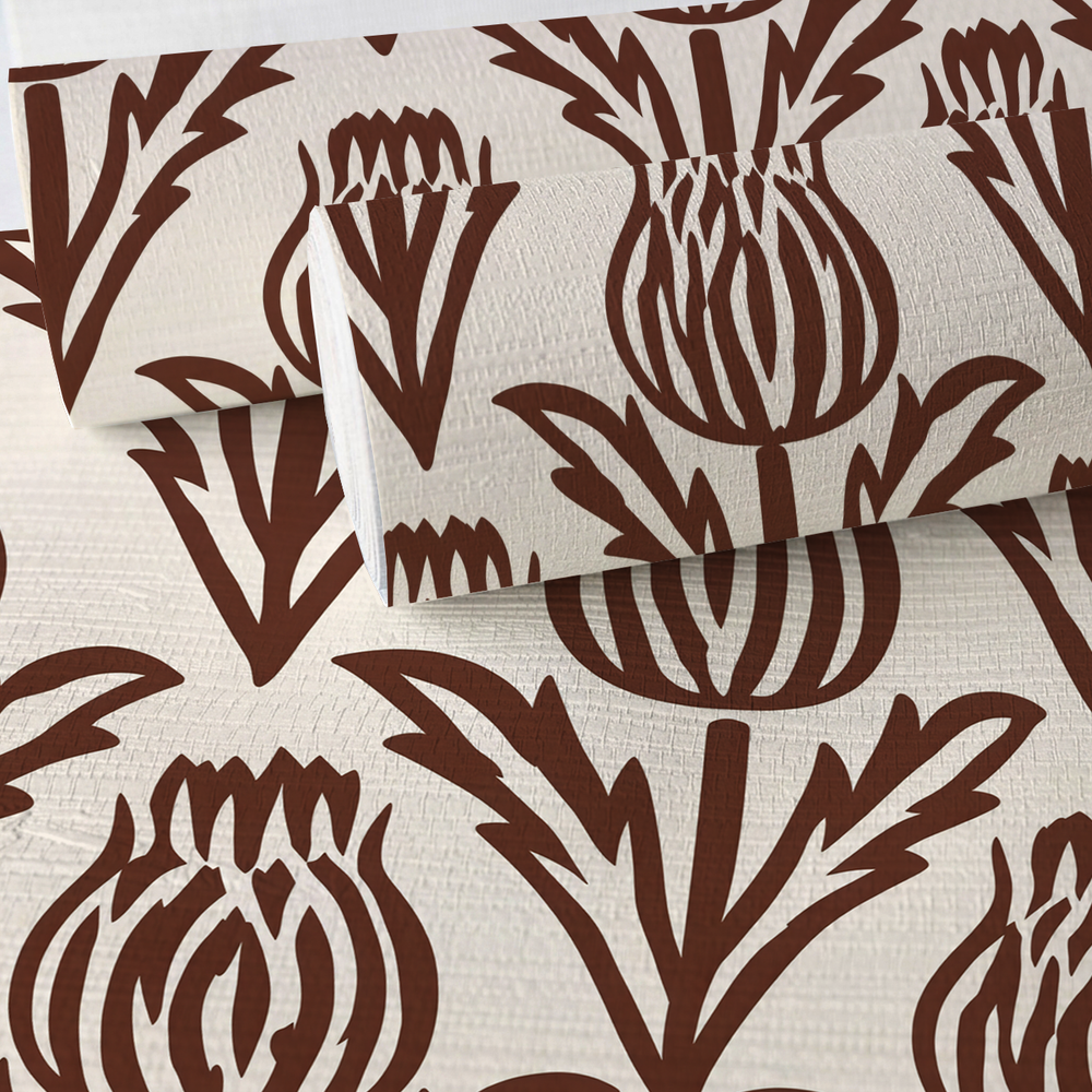 Bramble - Chocolate - Small Scale Faux Grasscloth Wallpaper