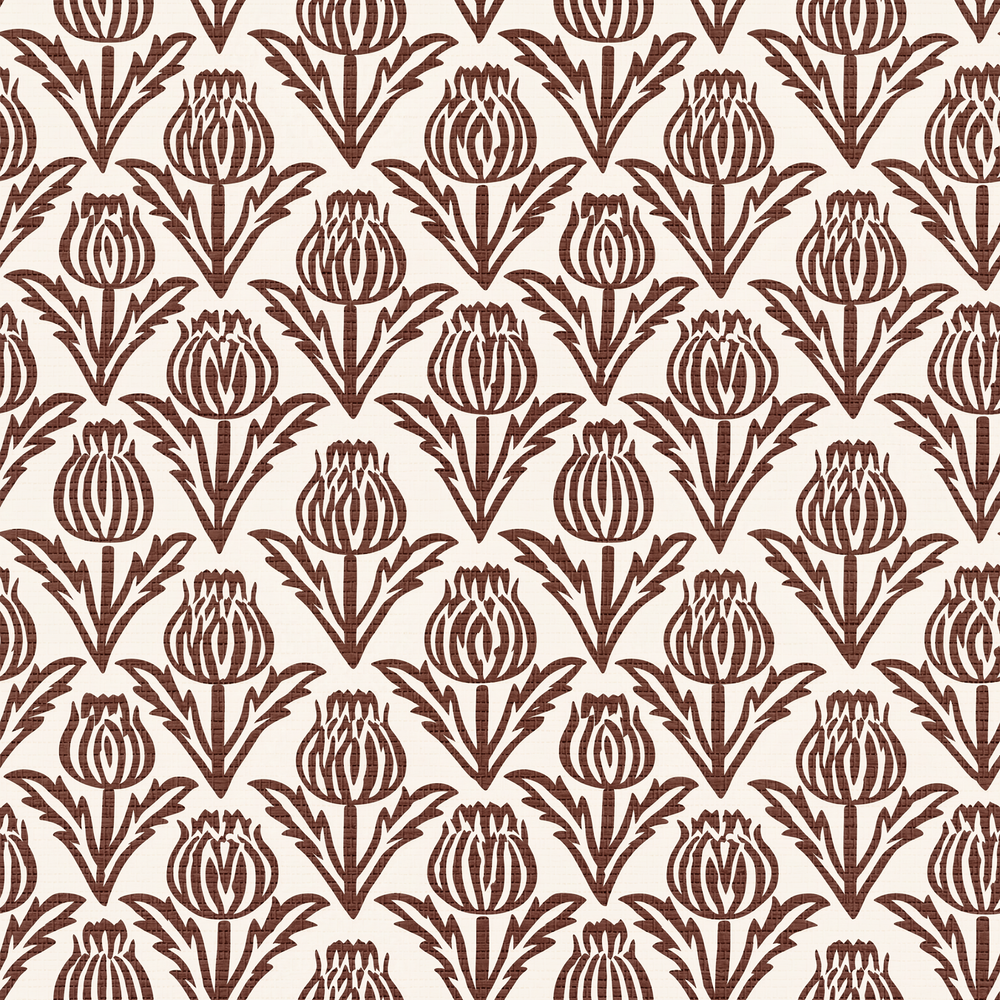 Bramble - Chocolate - Small Scale Faux Grasscloth Wallpaper