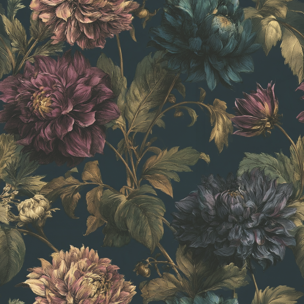 Dahlias Midnight Wallpaper