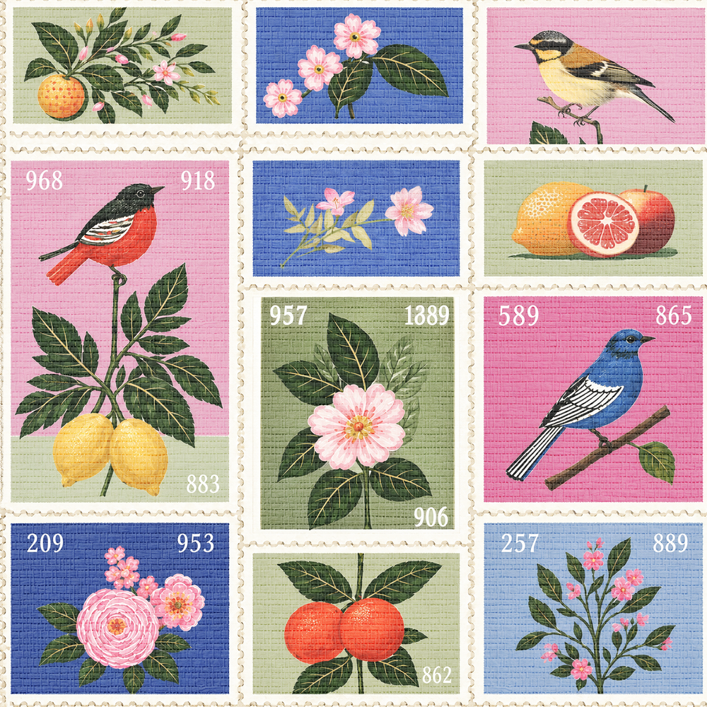 Songbird Stamps Update Faux Grasscloth Wallpaper