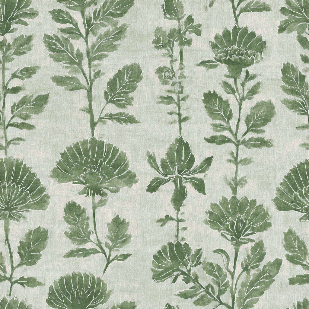 Green Court Florals Wallpaper