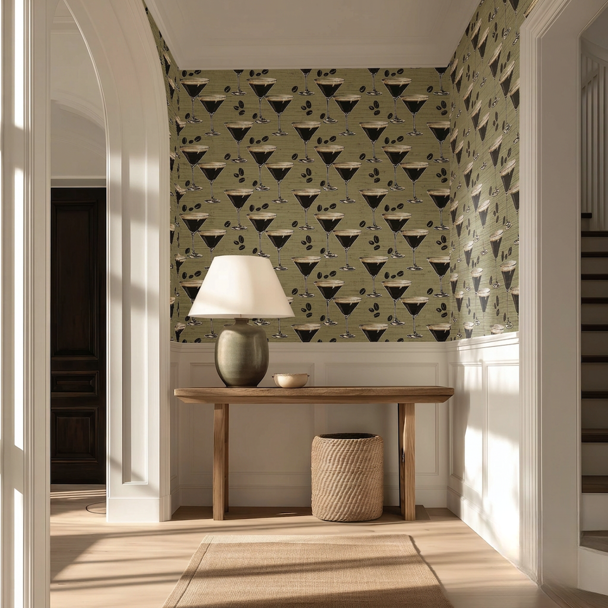 Espresso Tini Faux Grasscloth Wallpaper