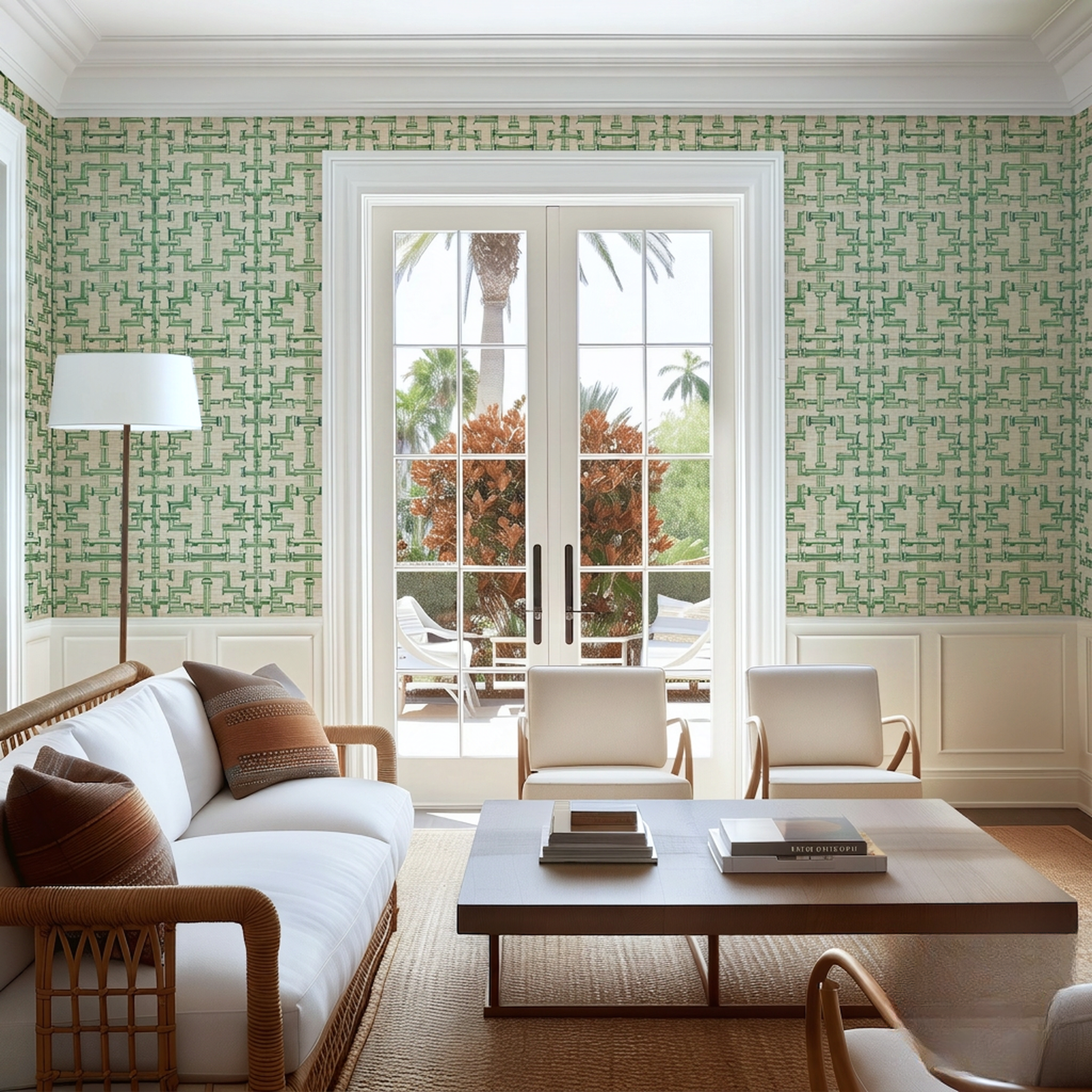 Seagrass Trellis Faux Grasscloth Wallpaper