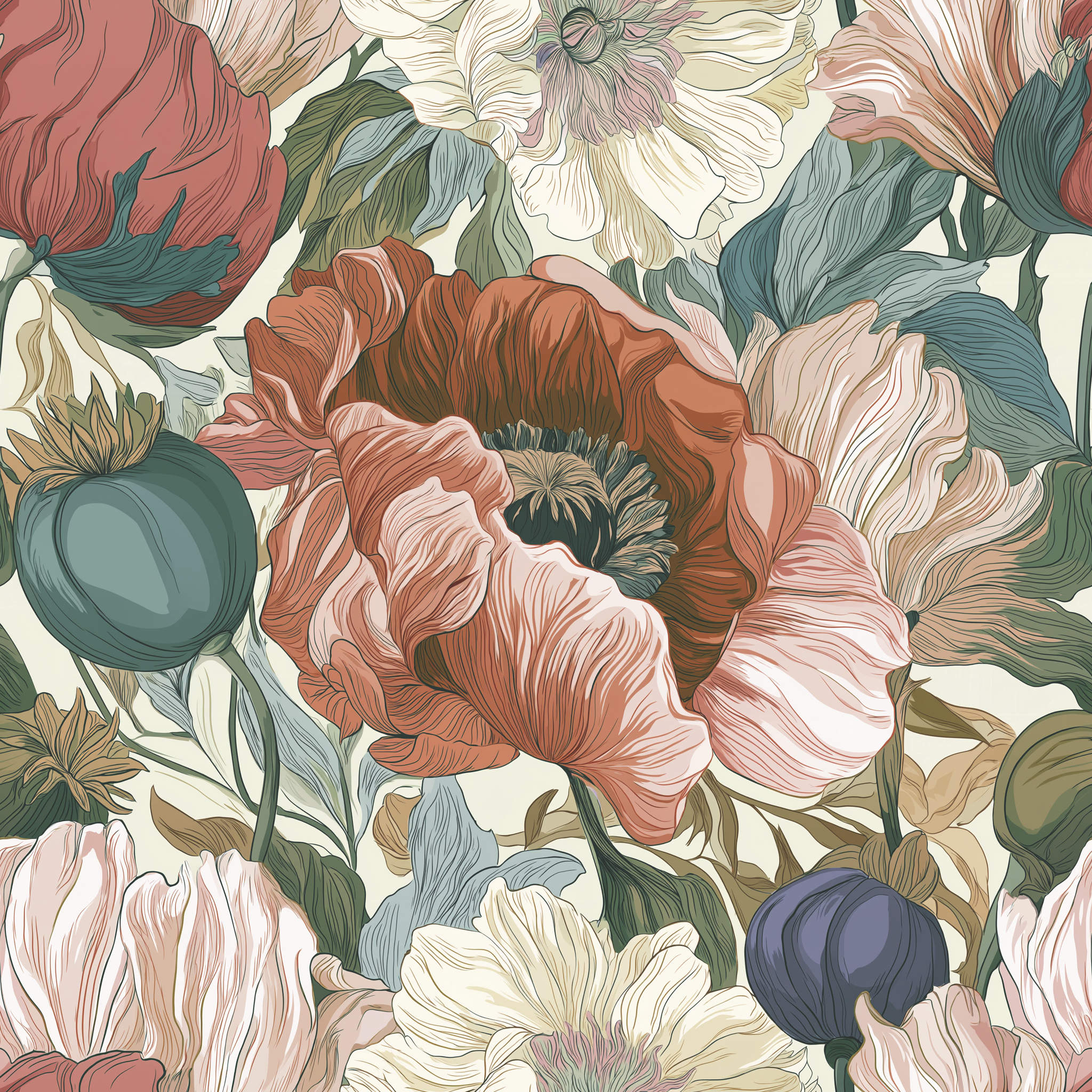 Muted Garden Wallpaper