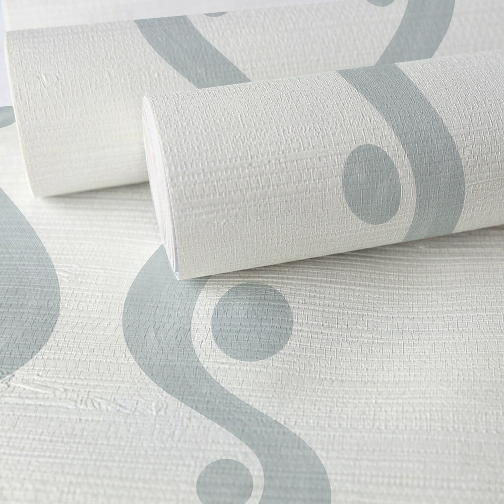 Estate Brushstroke Stripe - Dusty Blue Faux Grasscloth Wallpaper