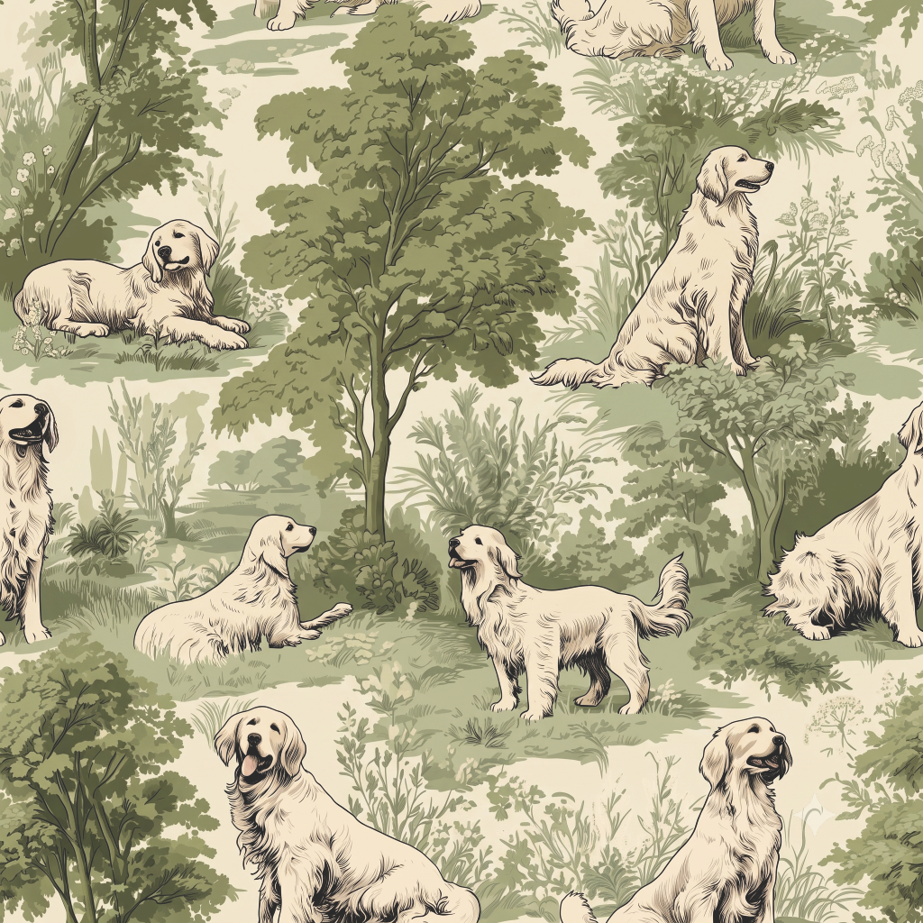 Retriever Toile Ink Wallpaper
