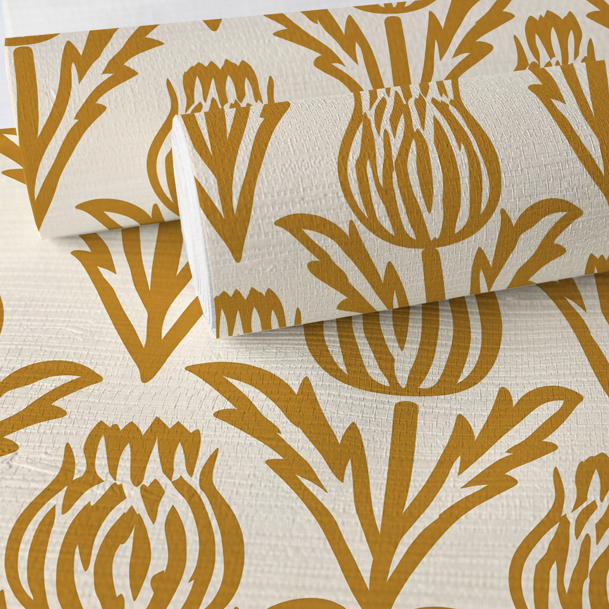 Bramble - Mustard - Small Scale Faux Grasscloth Wallpaper