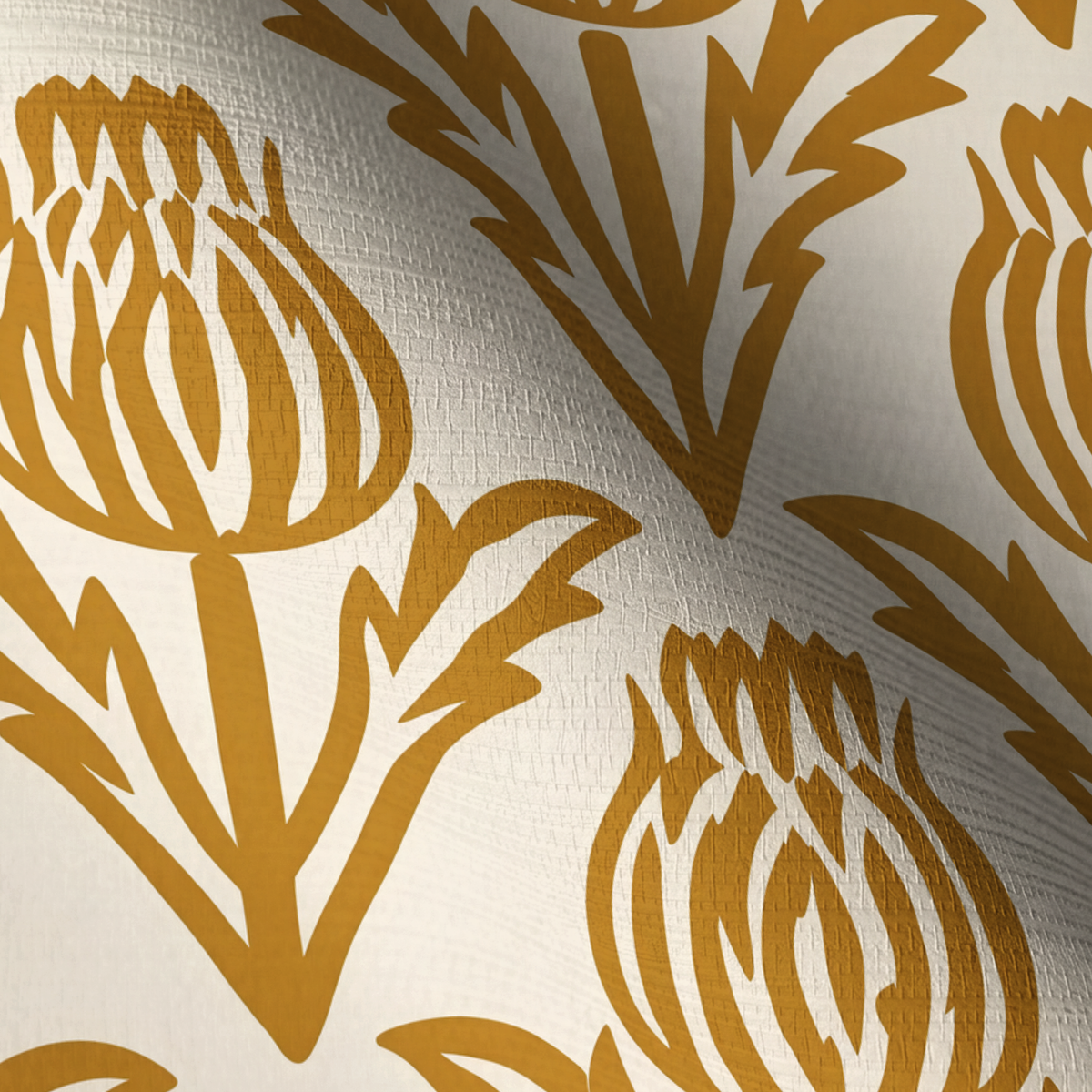 Bramble - Mustard - Small Scale Faux Grasscloth Wallpaper