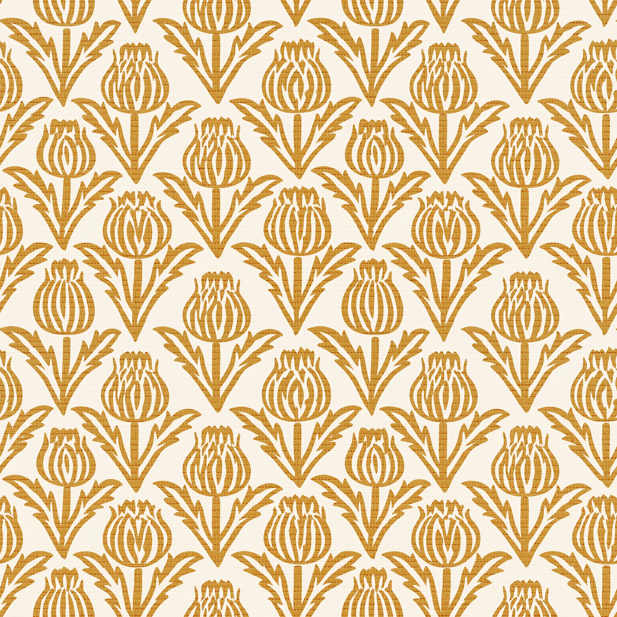 Bramble - Mustard - Small Scale Faux Grasscloth Wallpaper