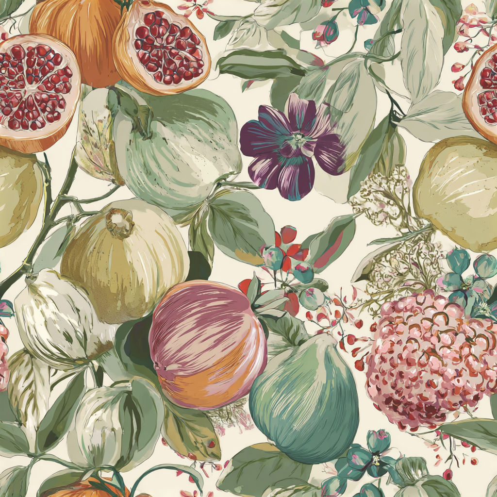 Pomegranate & Petals Wallpaper