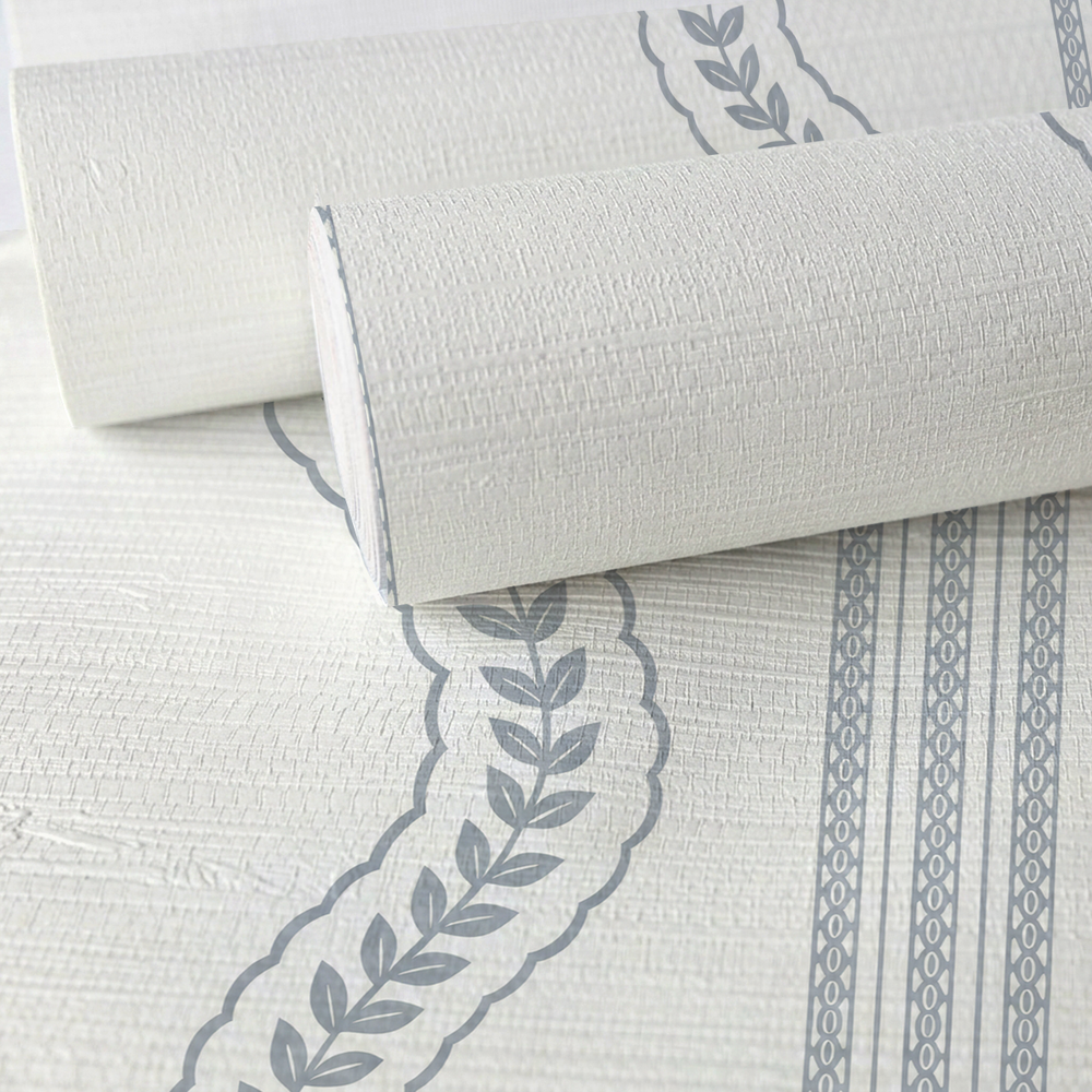 Blue Fine Vine - Blue Faux Grasscloth Wallpaper