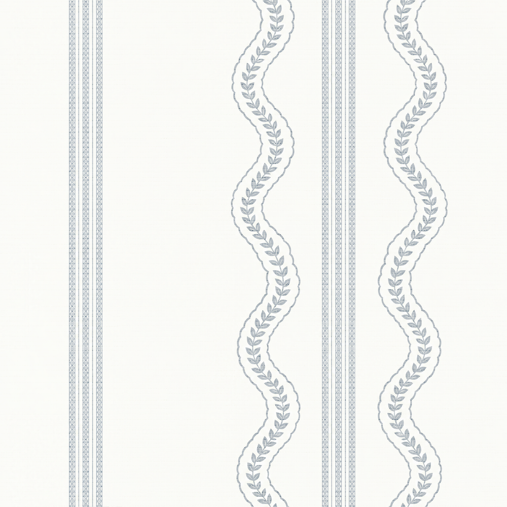 Blue Fine Vine - Blue Faux Grasscloth Wallpaper