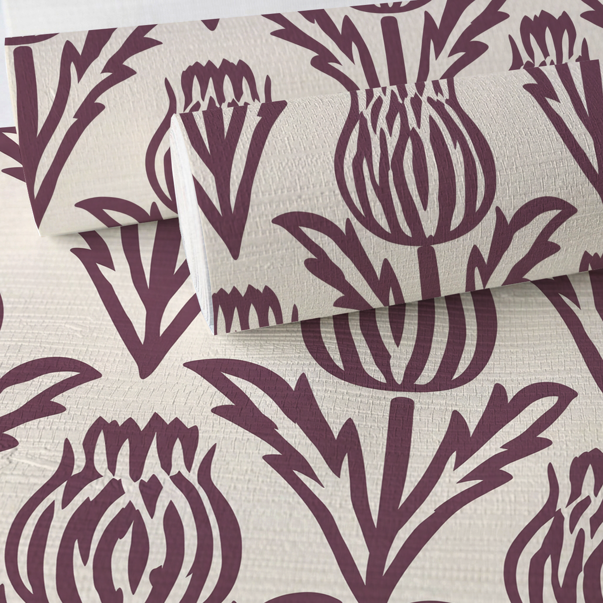 Bramble - Purple - Small Scale Faux Grasscloth Wallpaper
