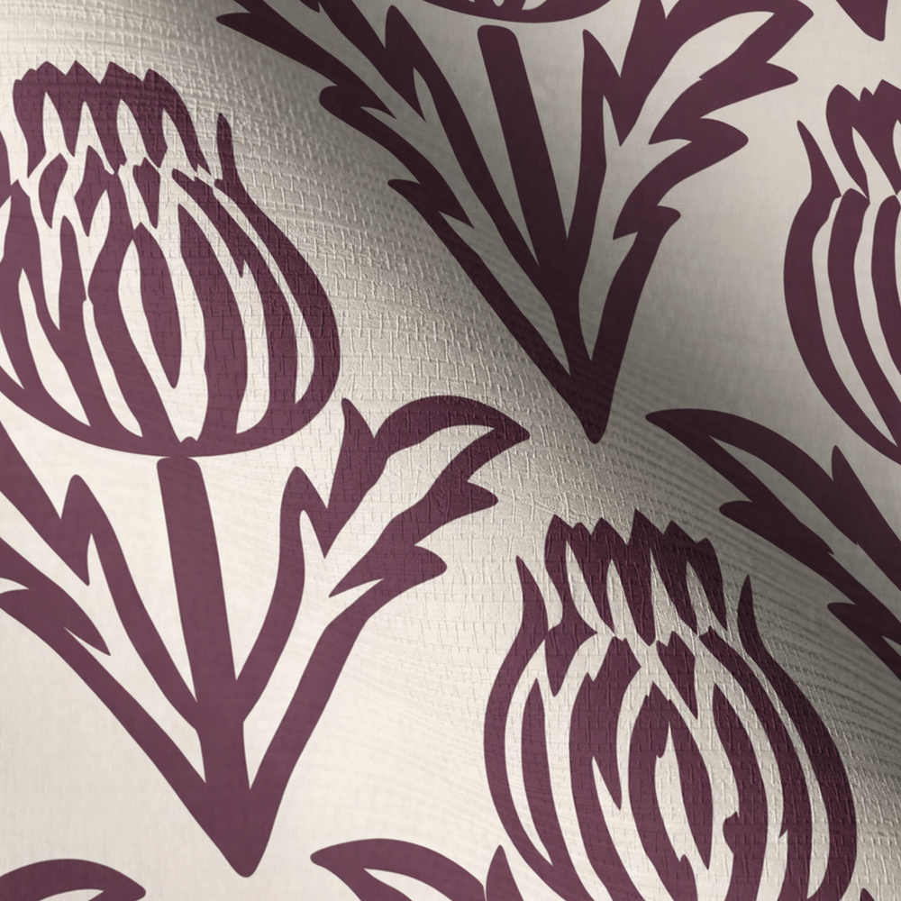 Bramble - Purple - Small Scale Faux Grasscloth Wallpaper