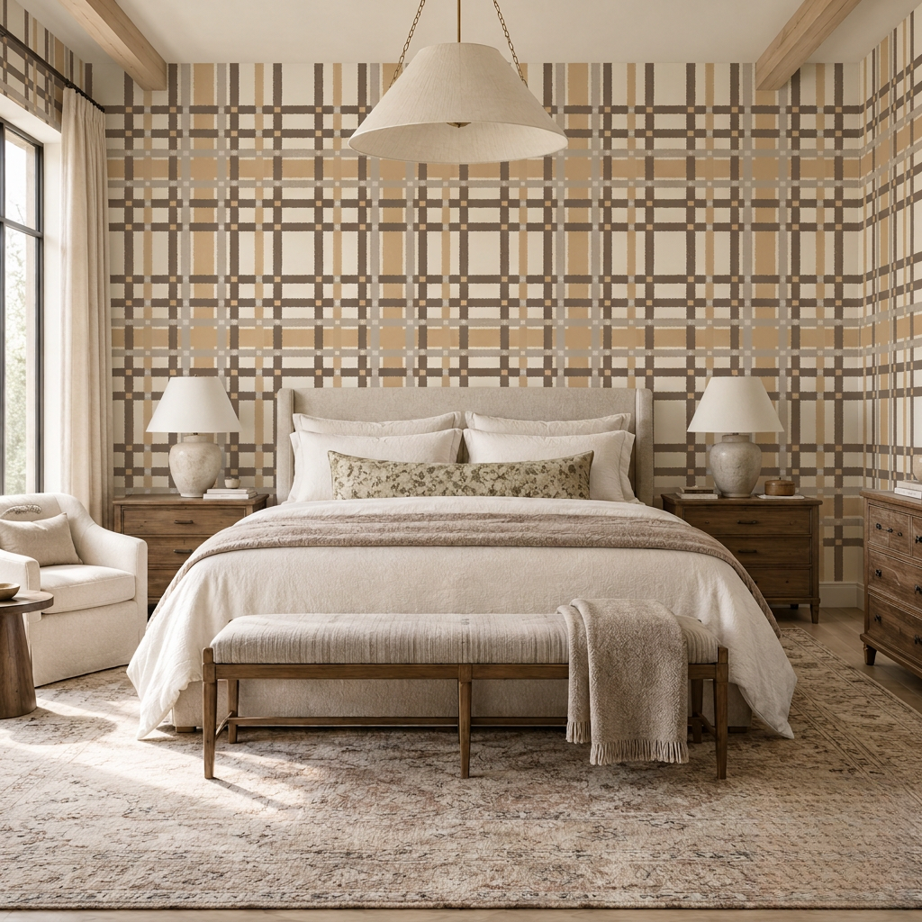 Toffee Plaid Wallpaper