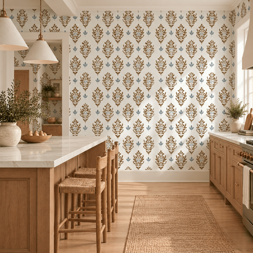 Adeline Block Print Sprig Wallpaper - Painted Paper