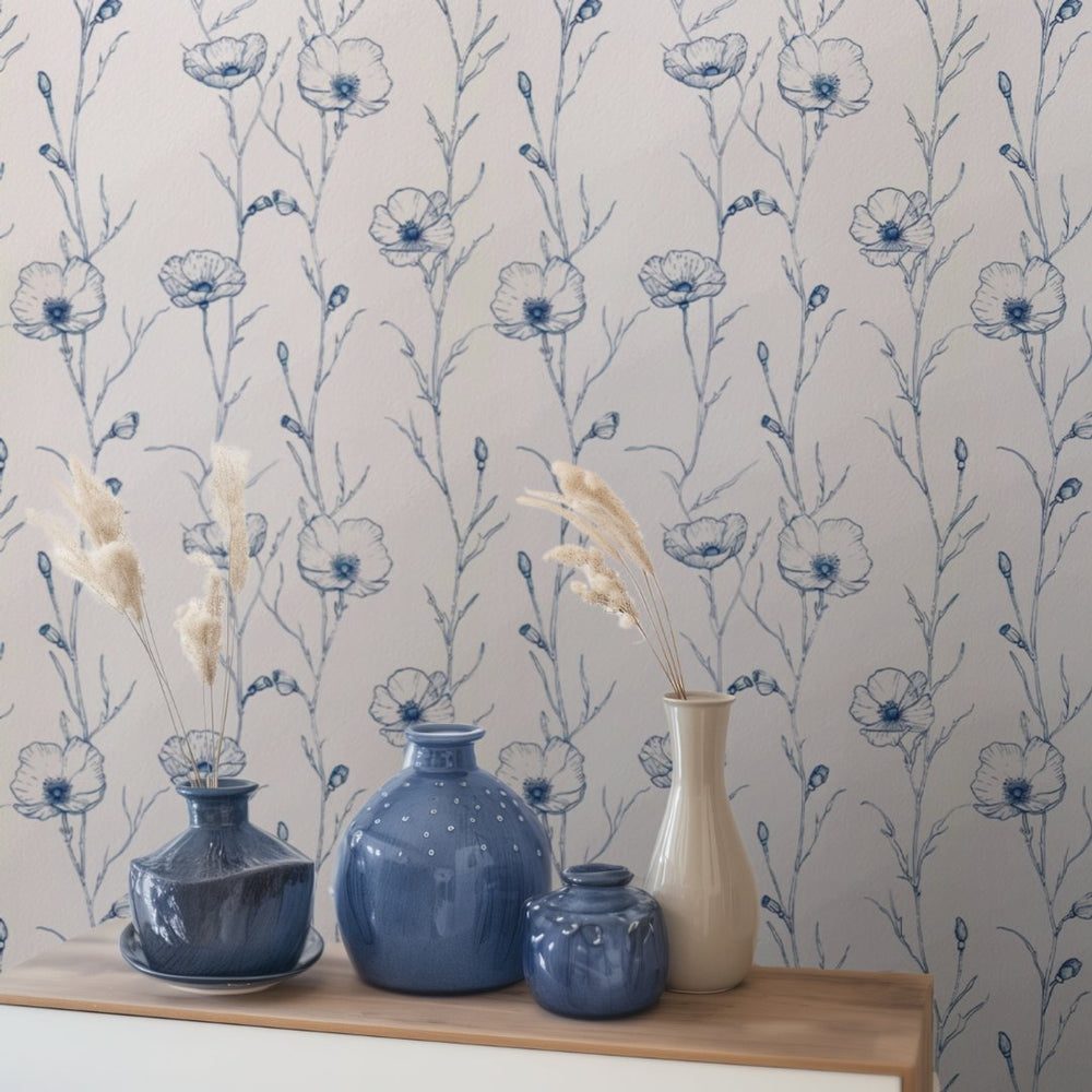 Alice Poppy Wallpaper - Painted Paper