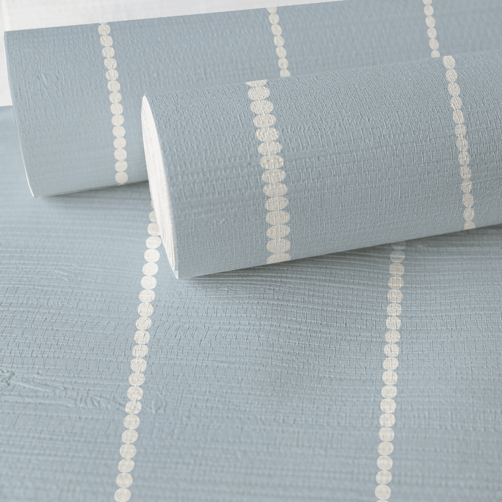 Araminta Blue Faux Grasscloth Wallpaper - Painted Paper