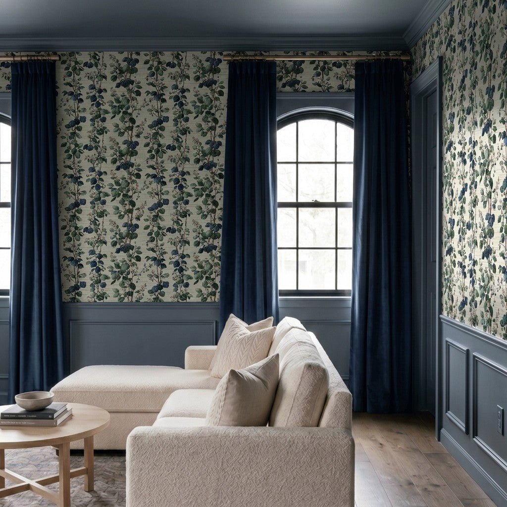 Aubrey Vines Faux Grasscloth Wallpaper - Painted Paper