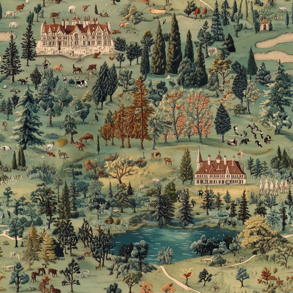 Autumn Village Wallpaper - Painted Paper