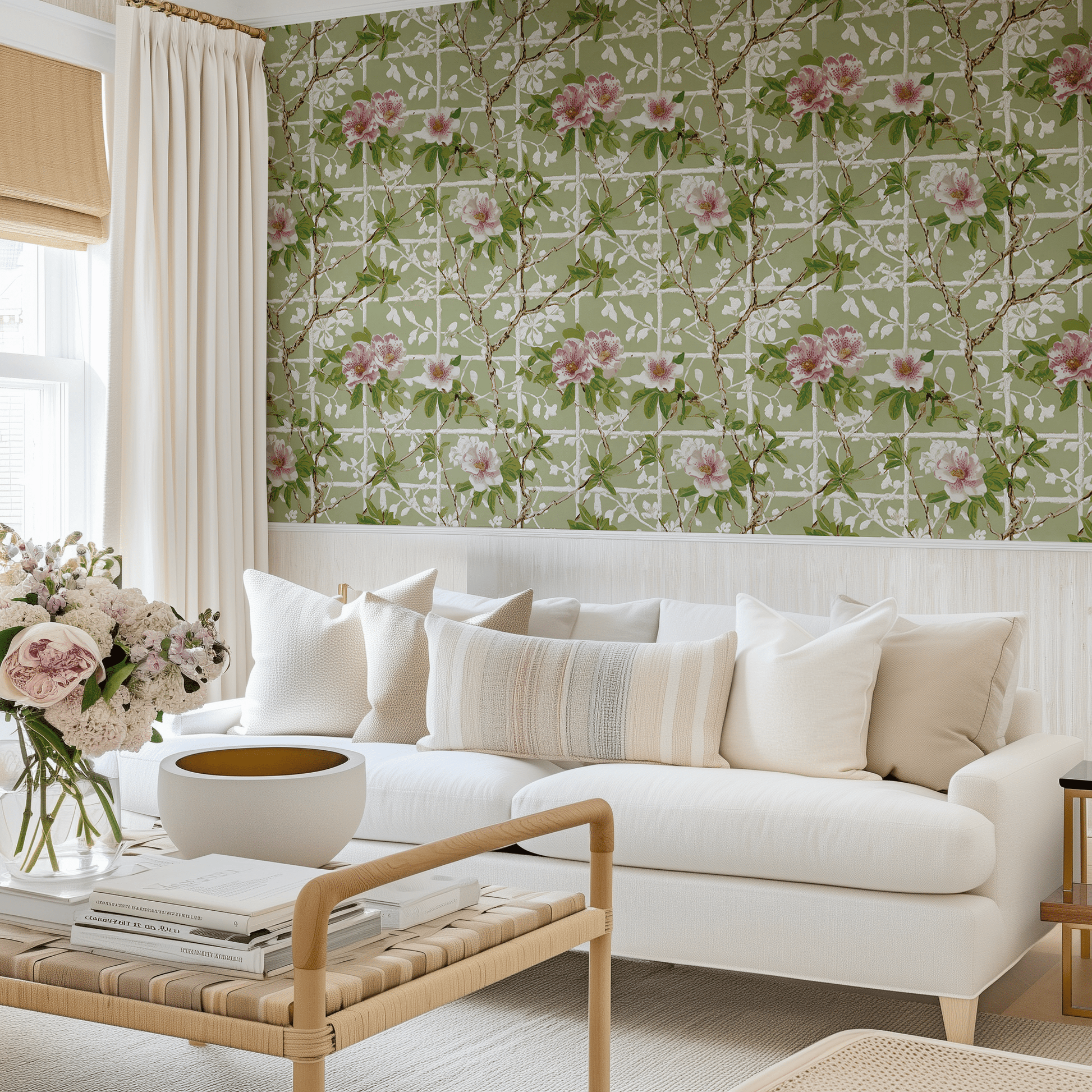 Azalea Trellis Wallpaper - Painted Paper