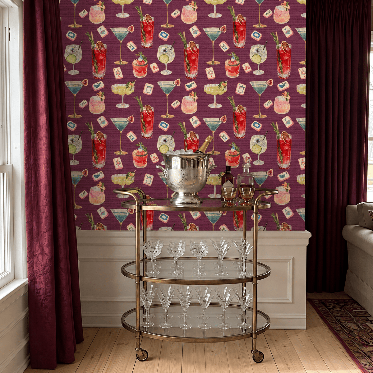 Bam Oh Clock Faux Grasscloth Wallpaper - Painted Paper