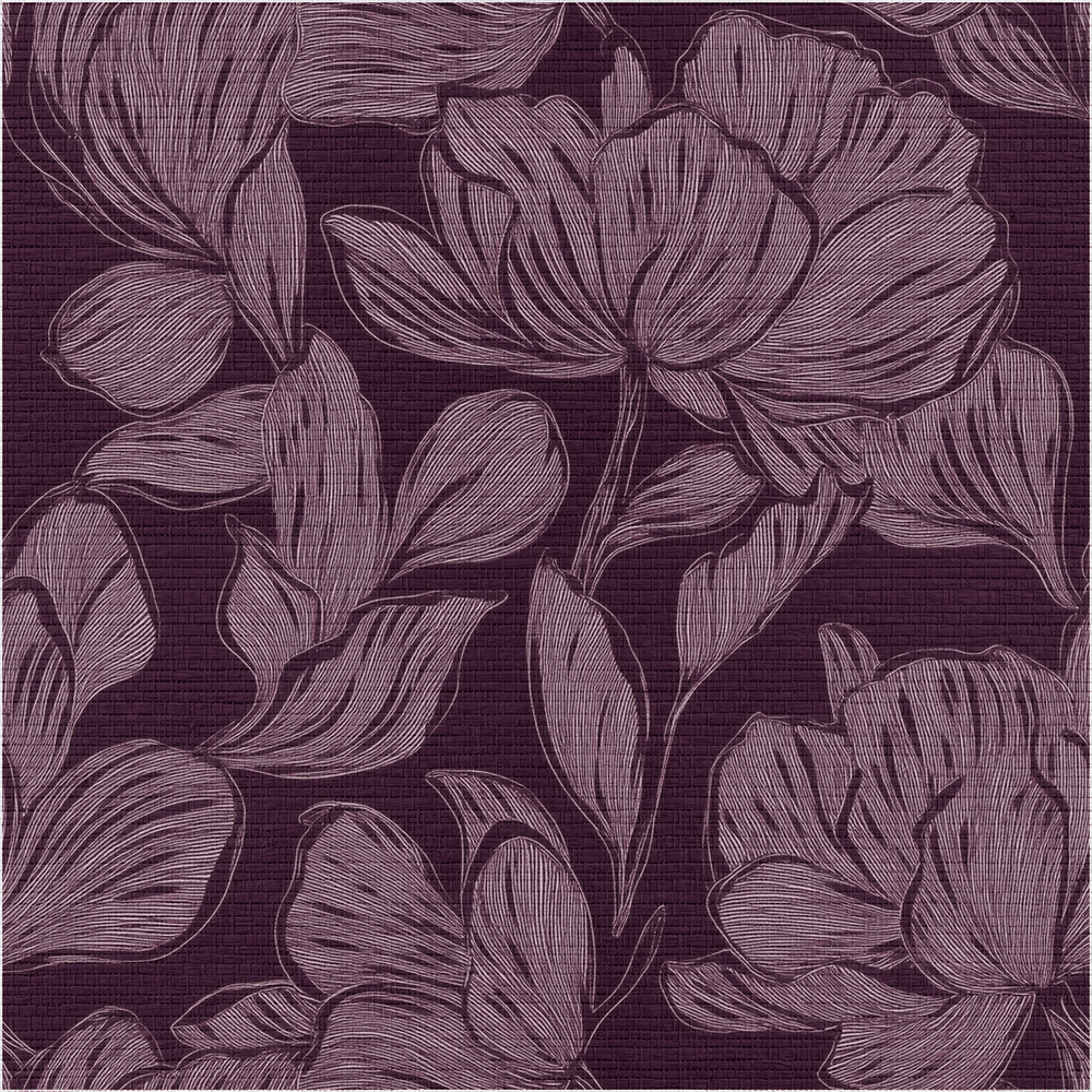 Berry Blossom Faux Grasscloth Wallpaper - Painted Paper