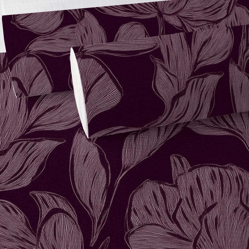 Berry Blossom Faux Grasscloth Wallpaper - Painted Paper