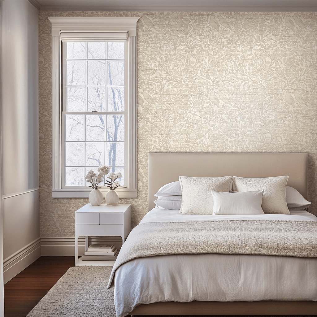 Birdsong Faux Grasscloth Wallpaper - Painted Paper